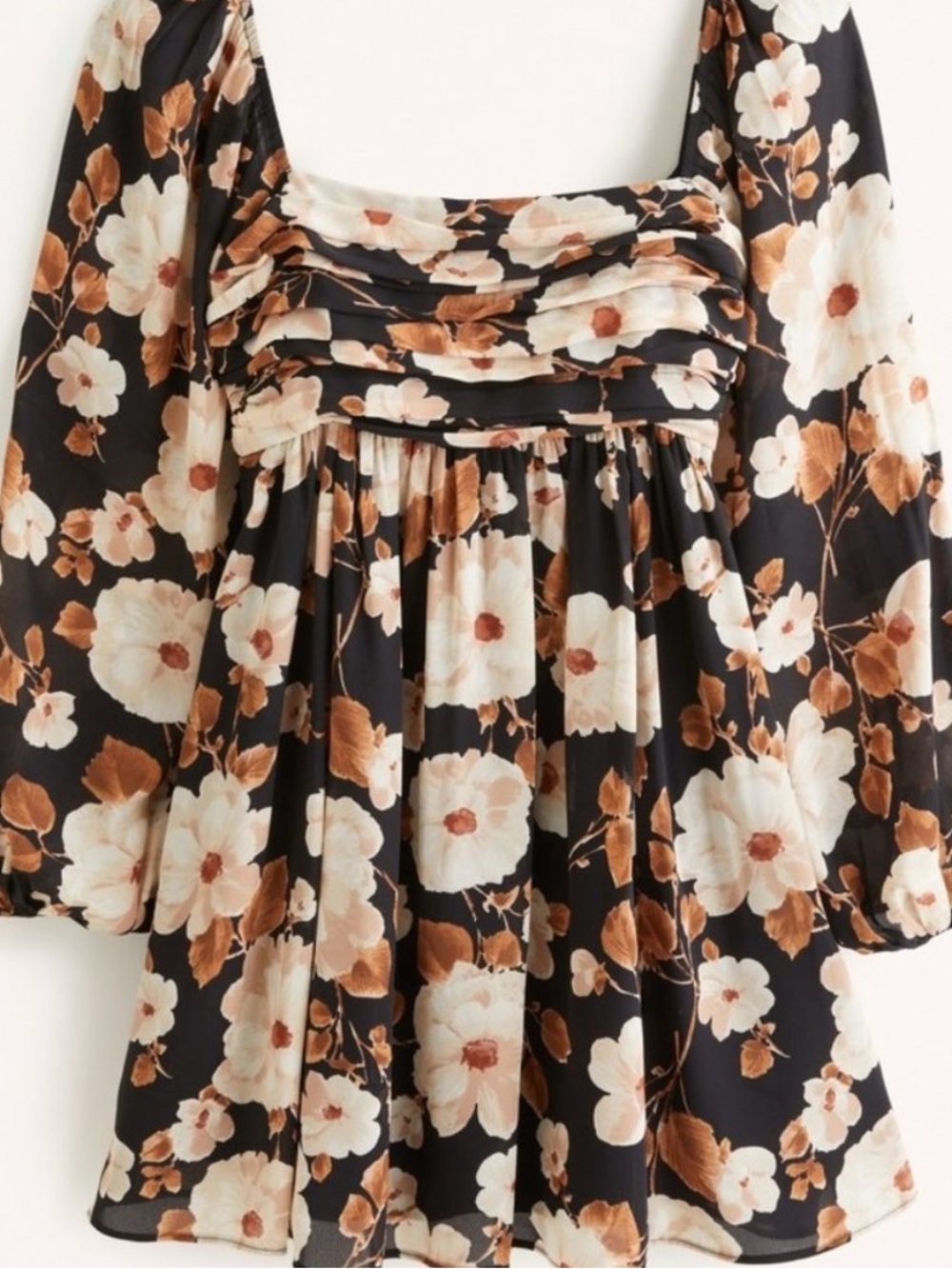 Abercrombie & Fitch Black Floral Square-Neck Mini Dress